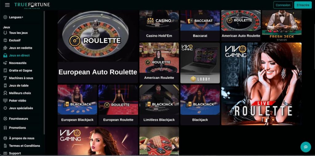True Fortune Casino jeux table